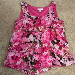 Pink Flower Patterned Tank Top